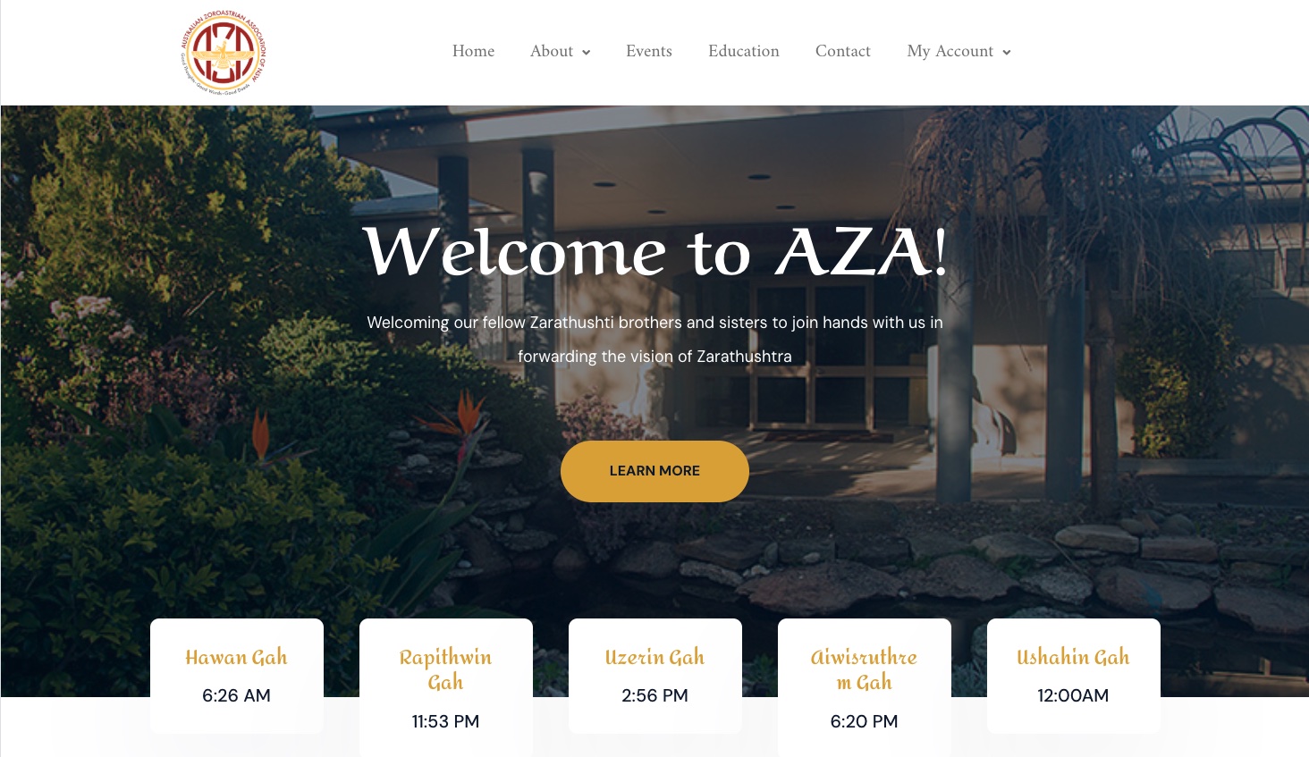 Australian Zoroastrian Association website, built by Dream Websites