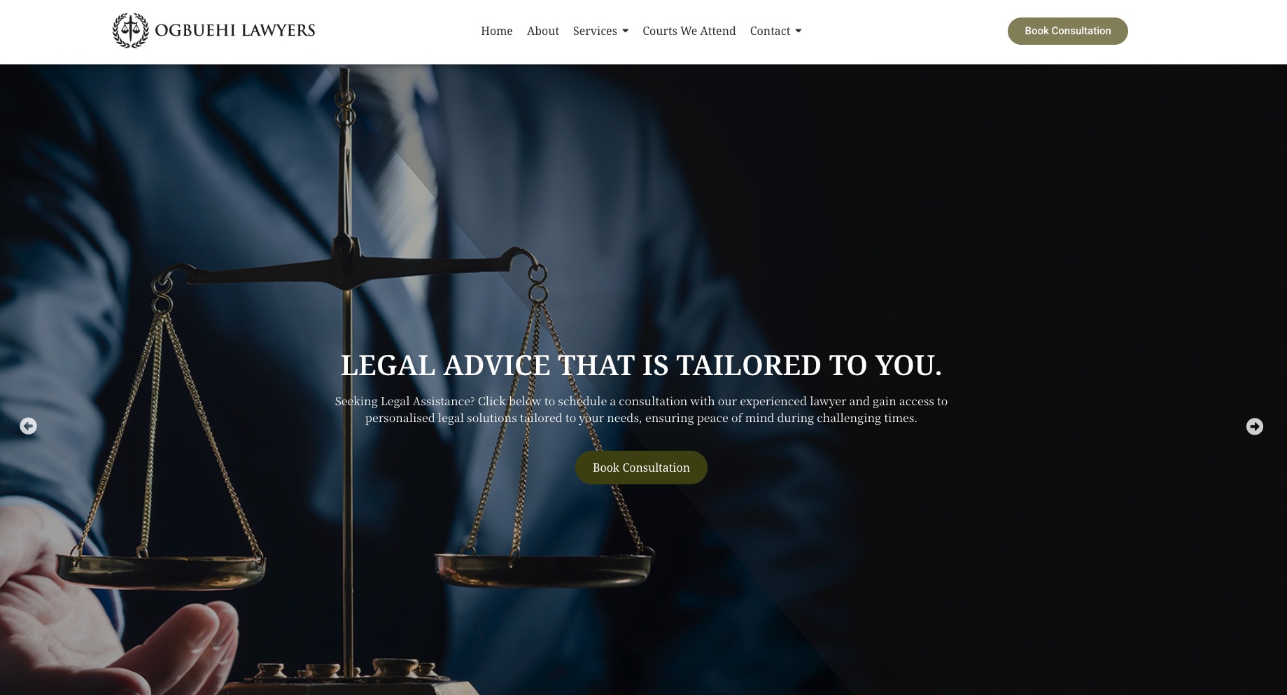 Ogbuehi & Associates website, built by Dream Websites