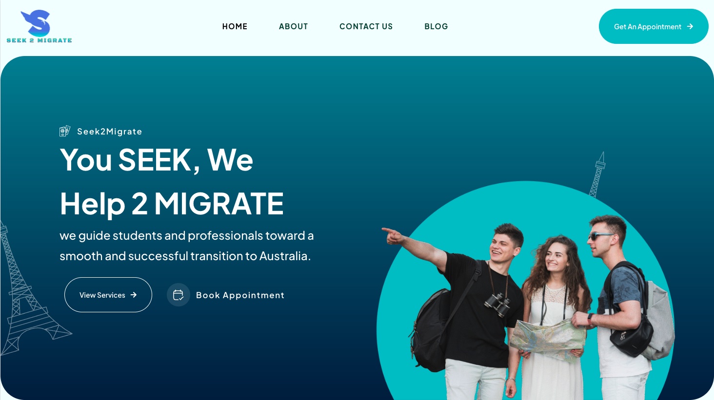 Seek Migration website, built by Dream Websites